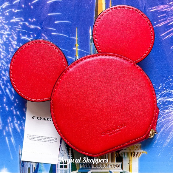Coach Handbags - 2022 Disney Parks x Coach Mickey Mouse Ears 50th Anniversary Zip Coin Case NWT